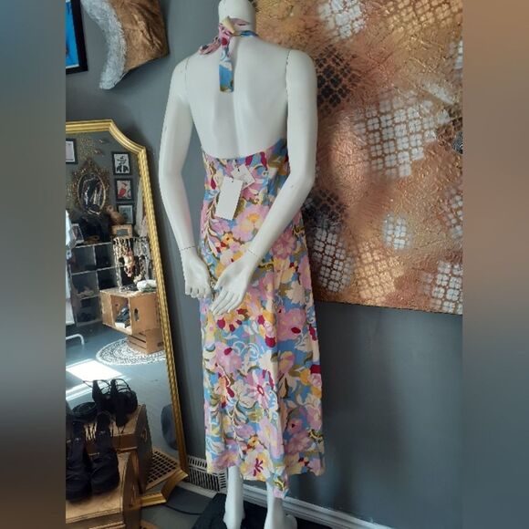Zara Nwt Floral Multicolor Linen Blend Maxi Dress - Picture 3 of 14